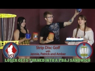 353. disk-golf for stripping with jenny, patrick and amber (hd-quality)